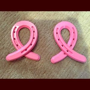 Pink breast cancer awareness horseshoe ribbon